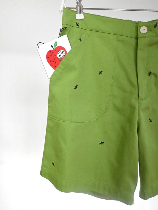 "Ants on your Pants" Work/Play Shorts -  Avocado Green. Design by HO HOS HOLE IN THE WALL