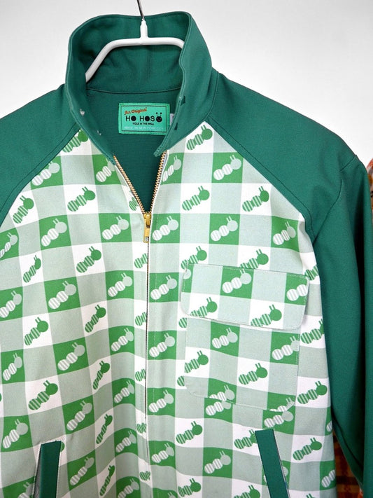 "Caterpillar Gingham" Jacket - Green Duck (ONE-OFF). Design by HO HOS HOLE IN THE WALL