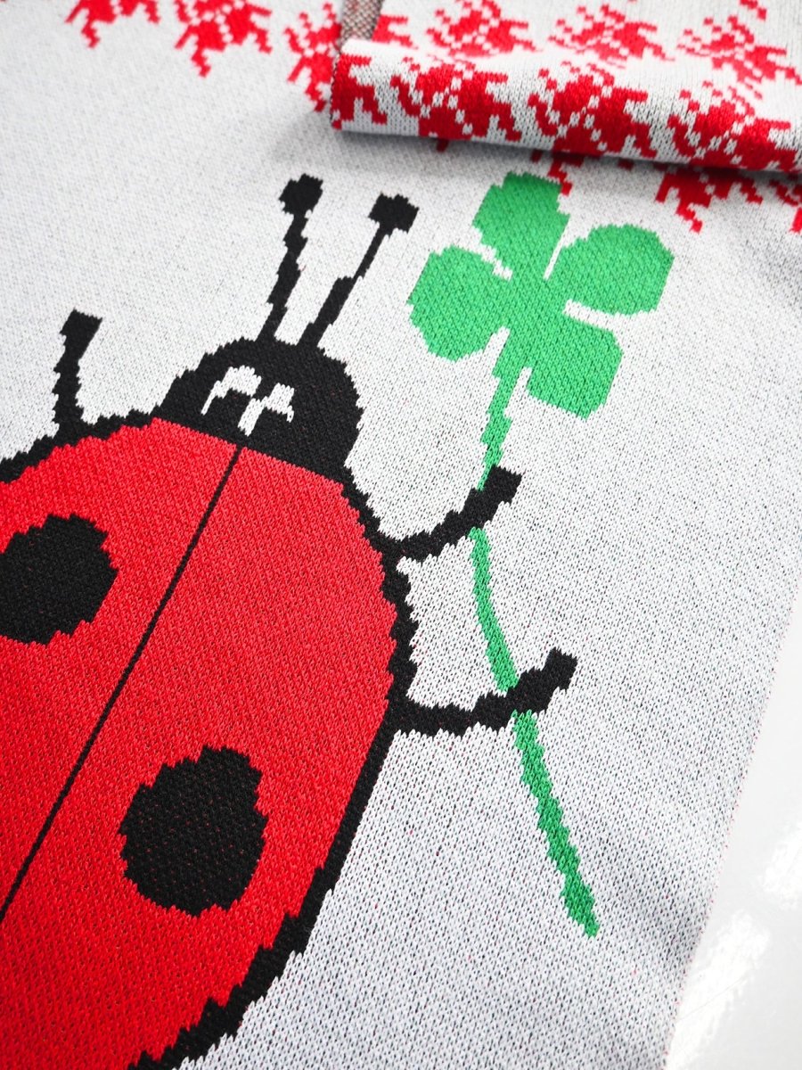 "Lucky Bug" Jumbo scarf. Made on Long Island, New York, USA, with recycled cotton and recycled polyester. Designed in NYC by Ho Hos Hole in The Wall. 12" x 78"